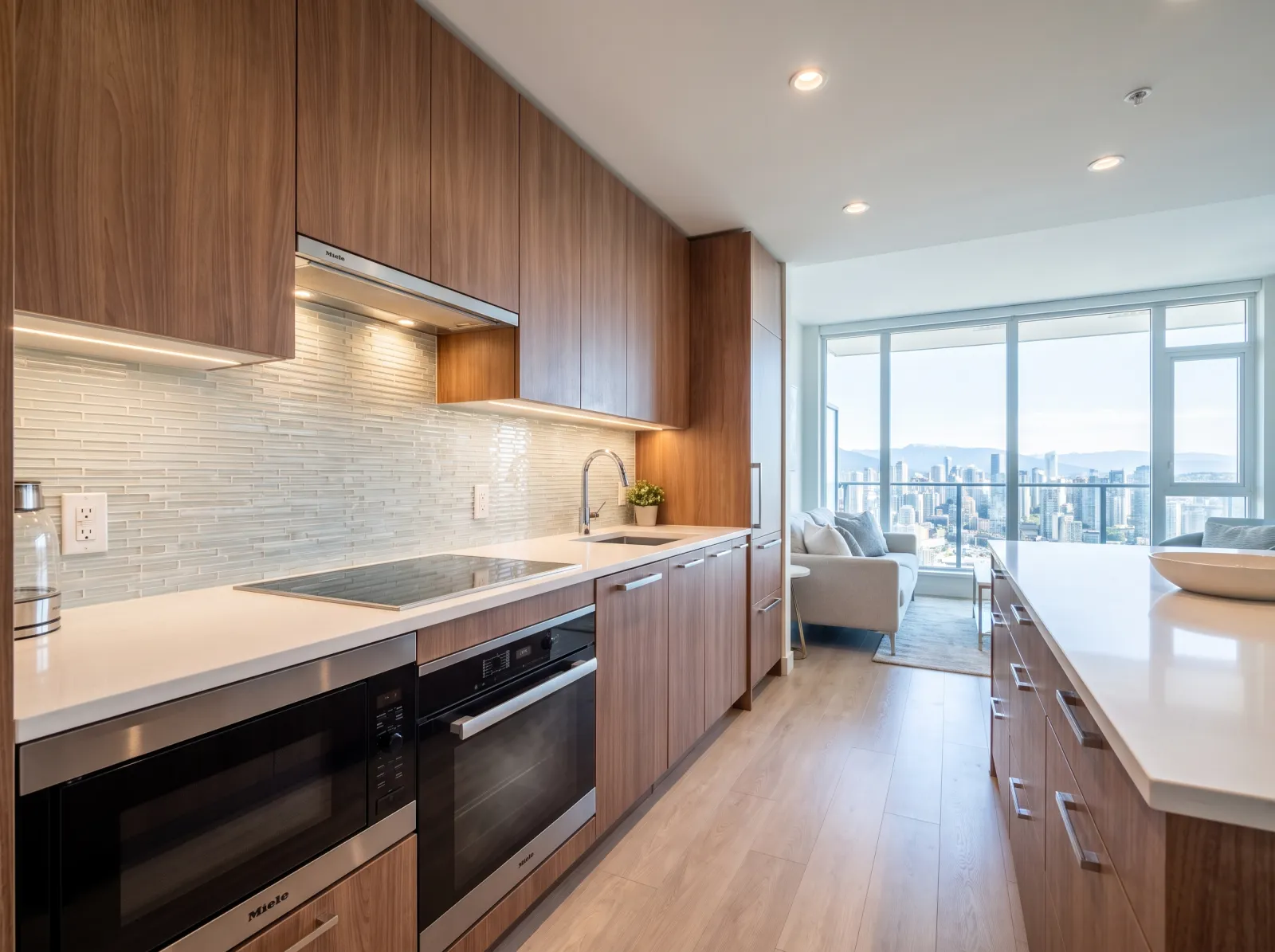 Condo galley kitchen with the Snaptolist finish
