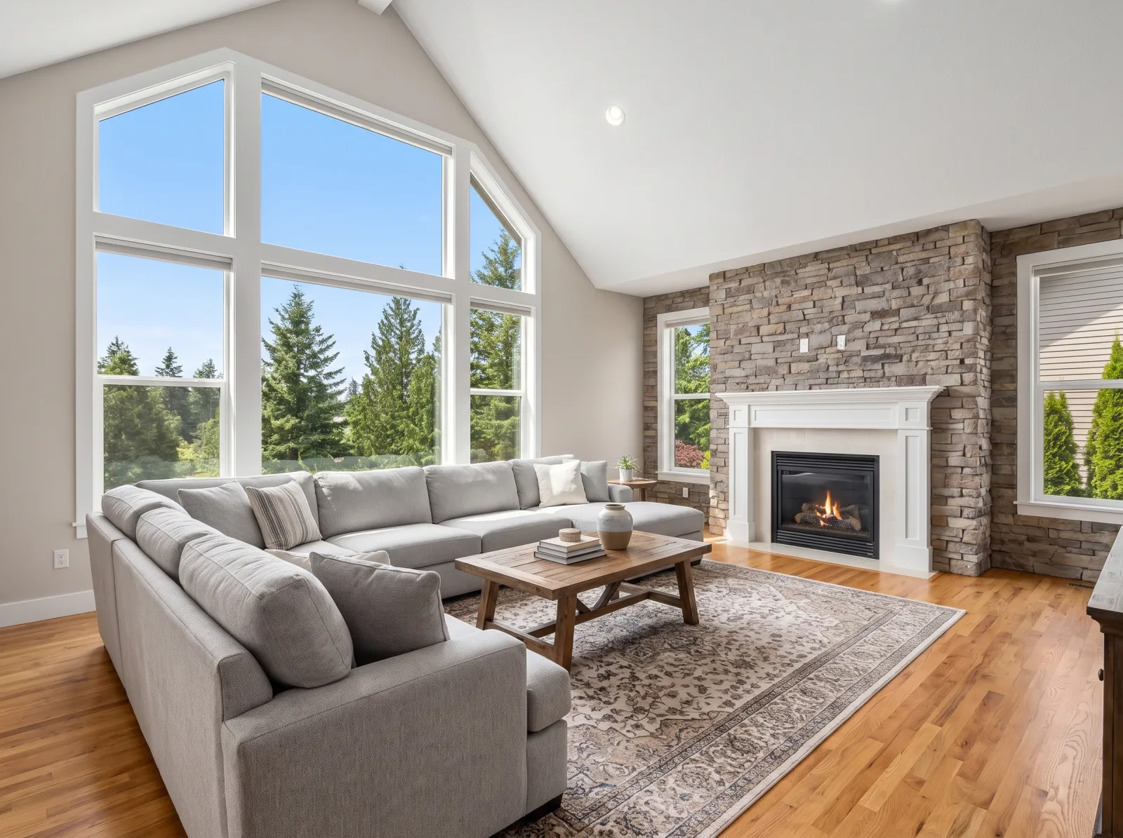 Vaulted living room with the Snaptolist finish