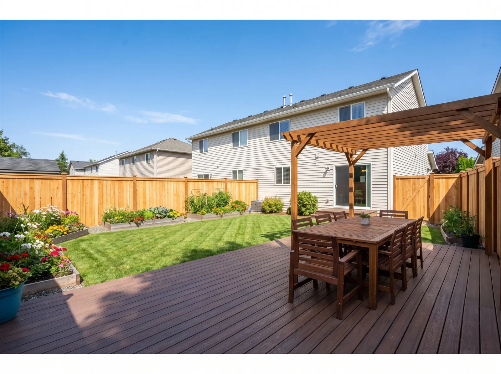 Backyard and deck with the Snaptolist finish